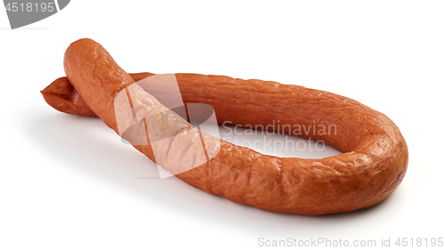 Image of smoked sausage on white background