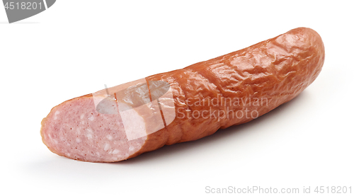 Image of smoked sausage on white background