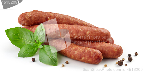 Image of smoked sausages with herbs and spices