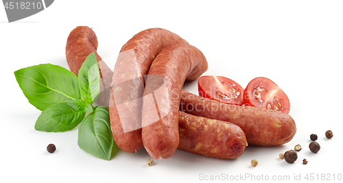 Image of smoked sausages with herbs and spices