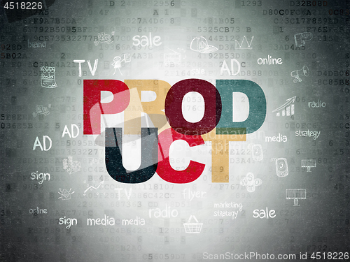 Image of Advertising concept: Product on Digital Data Paper background