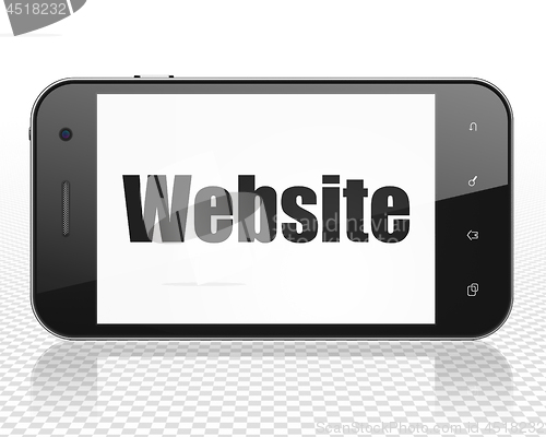 Image of Web development concept: Smartphone with Website on display