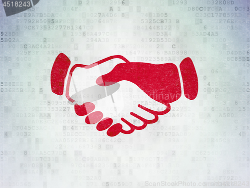 Image of Business concept: Handshake on Digital Data Paper background