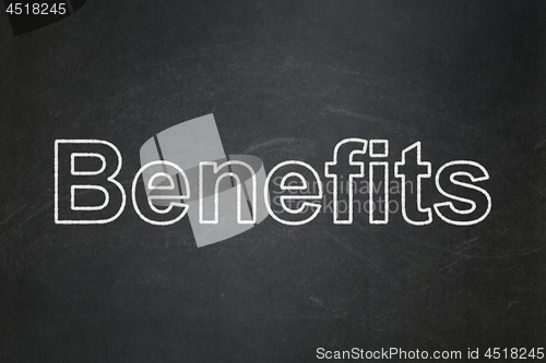 Image of Finance concept: Benefits on chalkboard background