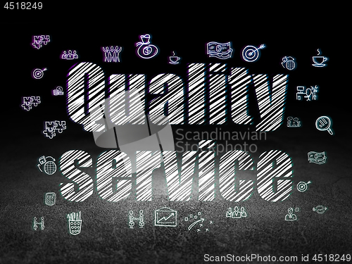 Image of Finance concept: Quality Service in grunge dark room