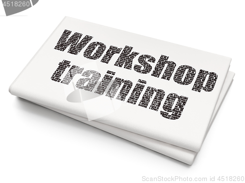 Image of Education concept: Workshop Training on Blank Newspaper background