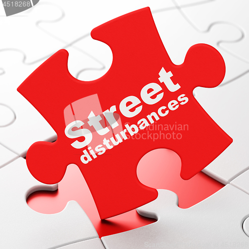 Image of Politics concept: Street Disturbances on puzzle background