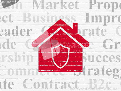 Image of Finance concept: Home on wall background