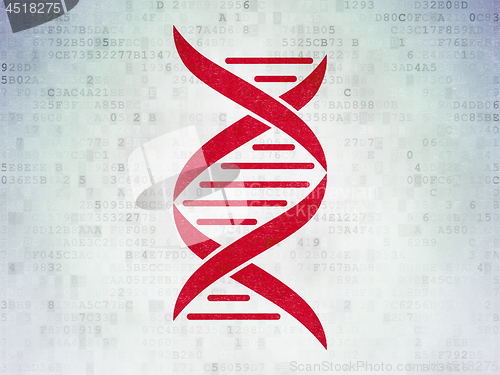 Image of Science concept: DNA on Digital Data Paper background