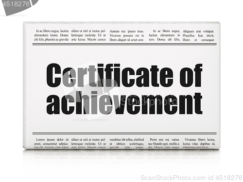 Image of Learning concept: newspaper headline Certificate of Achievement