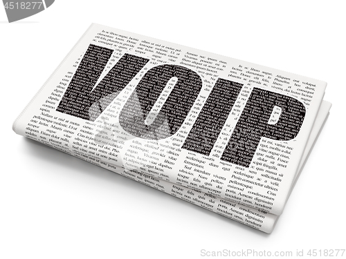 Image of Web design concept: VOIP on Newspaper background