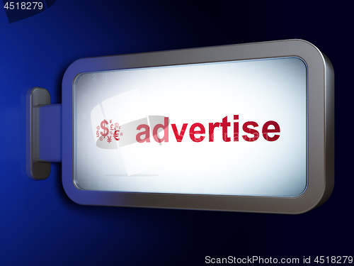 Image of Advertising concept: Advertise and Finance Symbol on billboard background