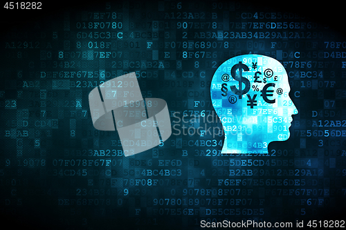 Image of Education concept: Head With Finance Symbol on digital background