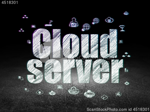 Image of Cloud technology concept: Cloud Server in grunge dark room