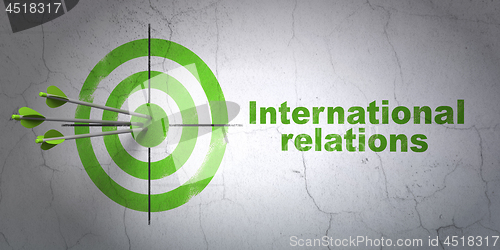 Image of Politics concept: target and International Relations on wall background