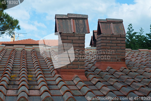 Image of Roof shoot of typical tile on the building
