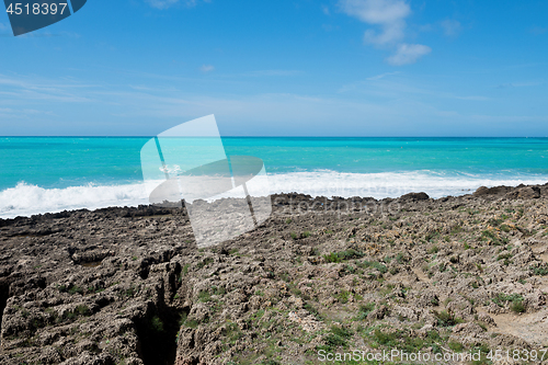 Image of Beautiful azure sea and the rocky beach