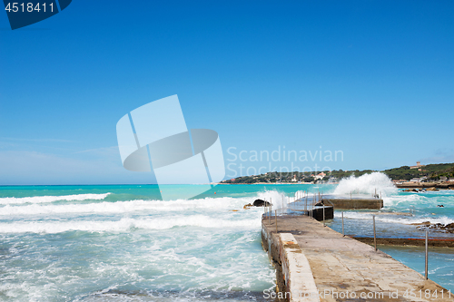 Image of Beautiful azure sea and the rocky beach
