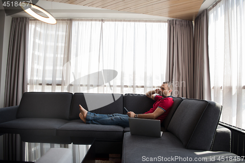 Image of handsome man enjoying free time