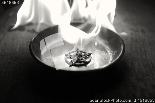 Image of Old pentagram burning in flames