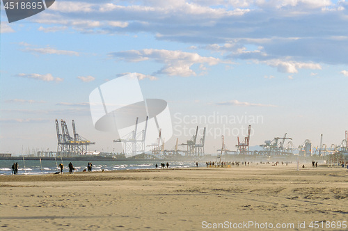 Image of Valencia beach and industrial port, Spain