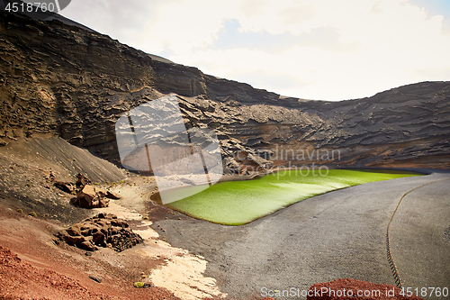 Image of Green volcanic lake Charco de los Clicos at Lanzarote