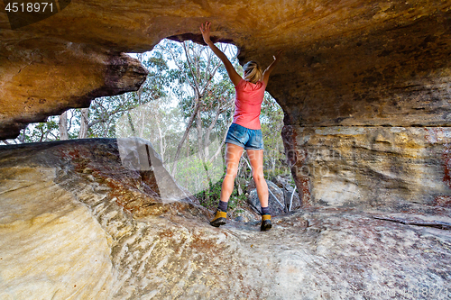 Image of Bushwalker inside Hollow Rock Wollemi