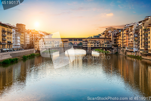 Image of Morning sun over Vecchio bridge