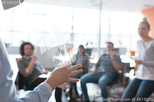 Image of Young Business Team At A Meeting at modern office building