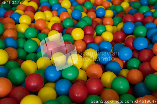 Image of Colorful plastic toy balls in the play pool