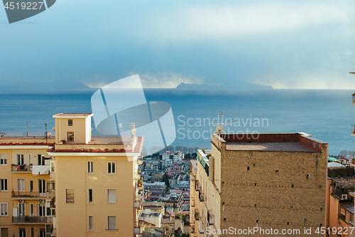 Image of Sea and Naples coast with houses, Italy