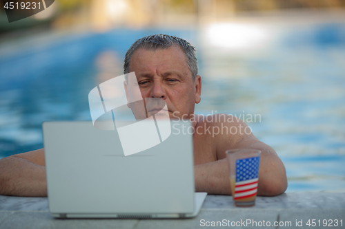 Image of Getting news in a pool