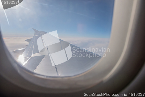 Image of Mountain view from an airplane window.