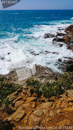 Image of Beautiful azure sea and the rocky beach