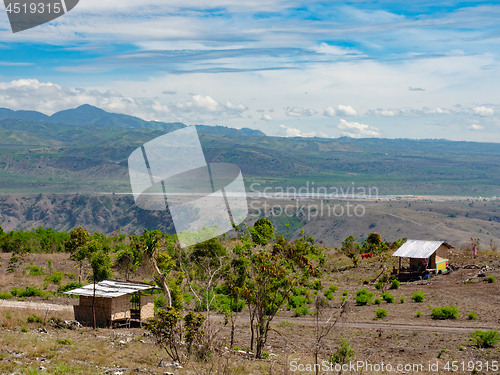 Image of Mountain landscape with solar power plant