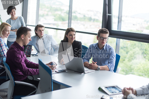 Image of Business Team At A Meeting at modern office building