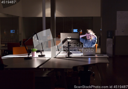 Image of businessman relaxing at the desk