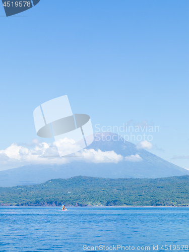 Image of Agung volcano view from the sea. Bali island, Indonesia