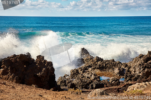 Image of wave splahes of Atlantic ocean