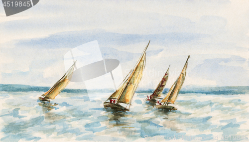 Image of The race of sailboats