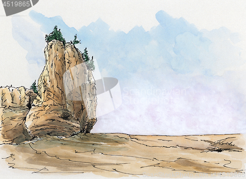 Image of Rock formation at the Canadian Bay of Fundy. Loose sketch.