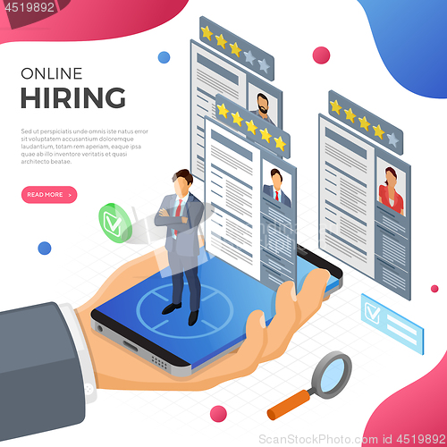 Image of Online Isometric Employment and Hiring Concept