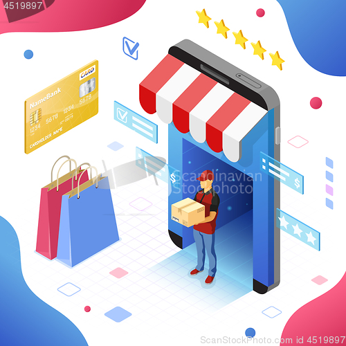 Image of Online Internet Shopping Delivery Isometric Concept