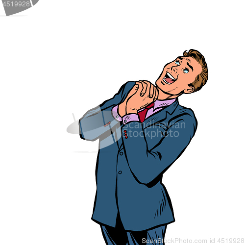 Image of happy businessman, joyful emotions