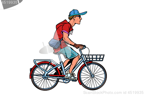 Image of teenager guy on a city bike