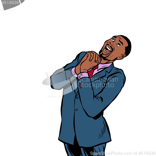 Image of happy african businessman, joyful emotions