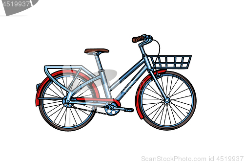 Image of city bike, green transport, sports and health