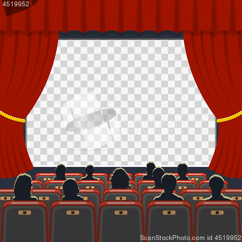 Image of Cinema auditorium with seats and audience