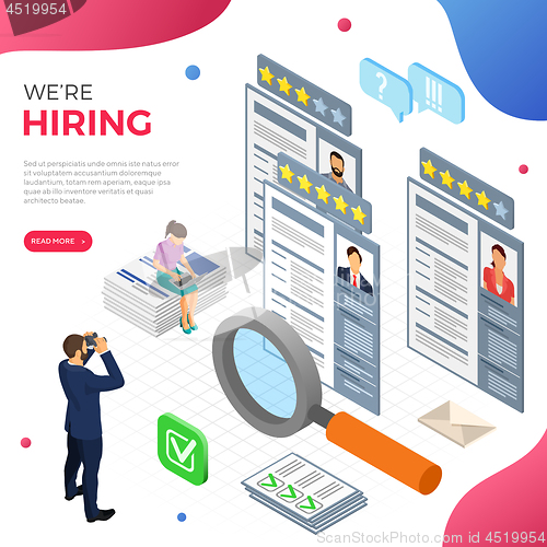 Image of Online Isometric Employment and Hiring Concept