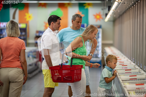 Image of Family doing the shopping in the supermarket